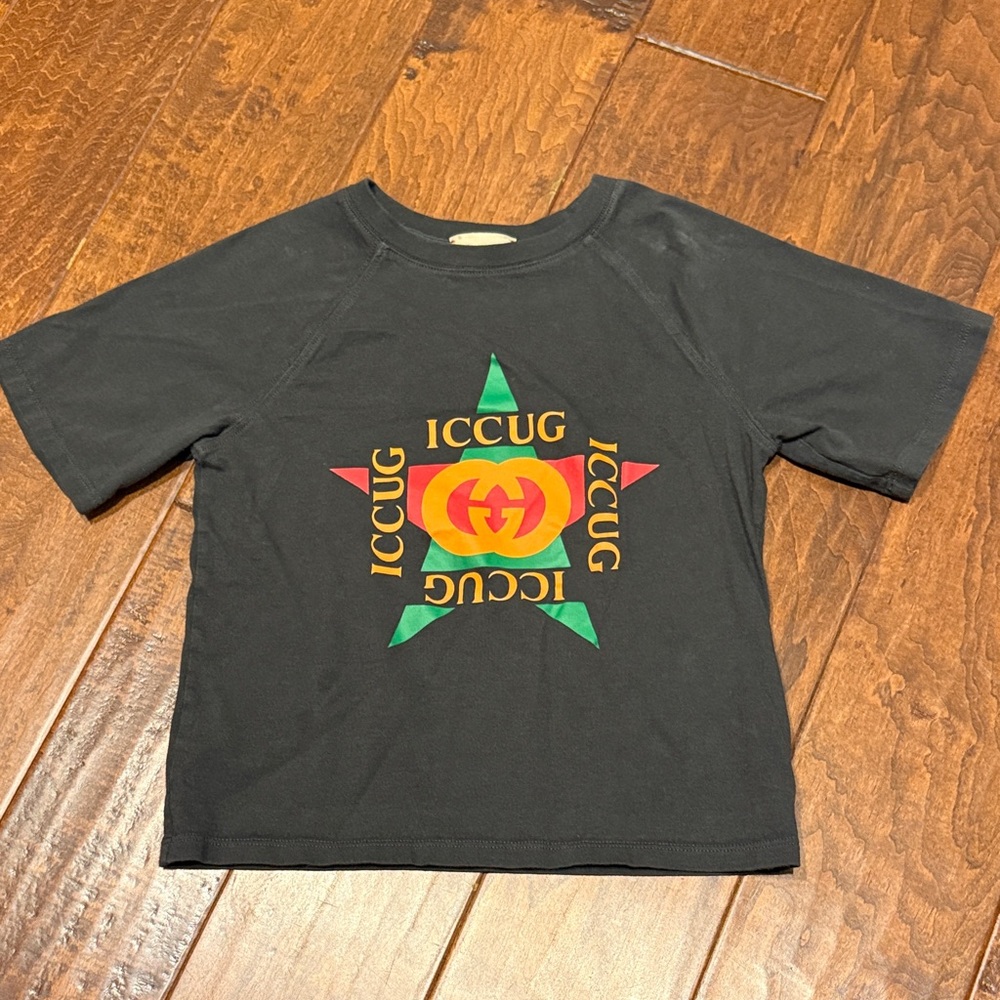 Kids Black Gucci Graphic T-Shirt